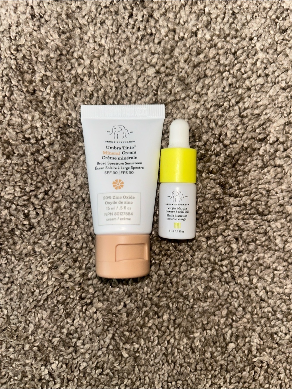 Drunk Elephant Sunscreen Tube and Dropper Face Oil